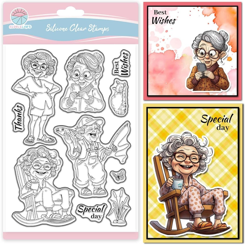 Smiling Old Lady Clear Stamps  - Women Accessories Clearance review and price