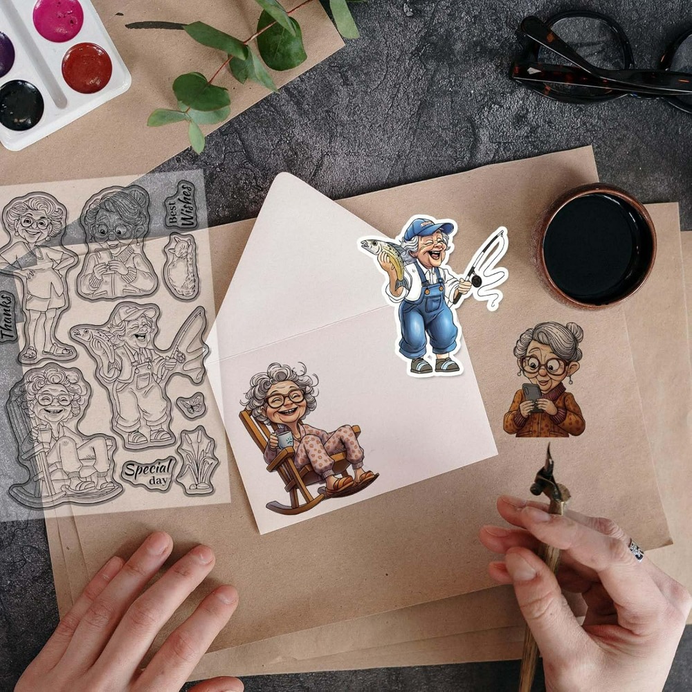 Smiling Old Lady Clear Stamps  - Women Accessories Clearance review and price